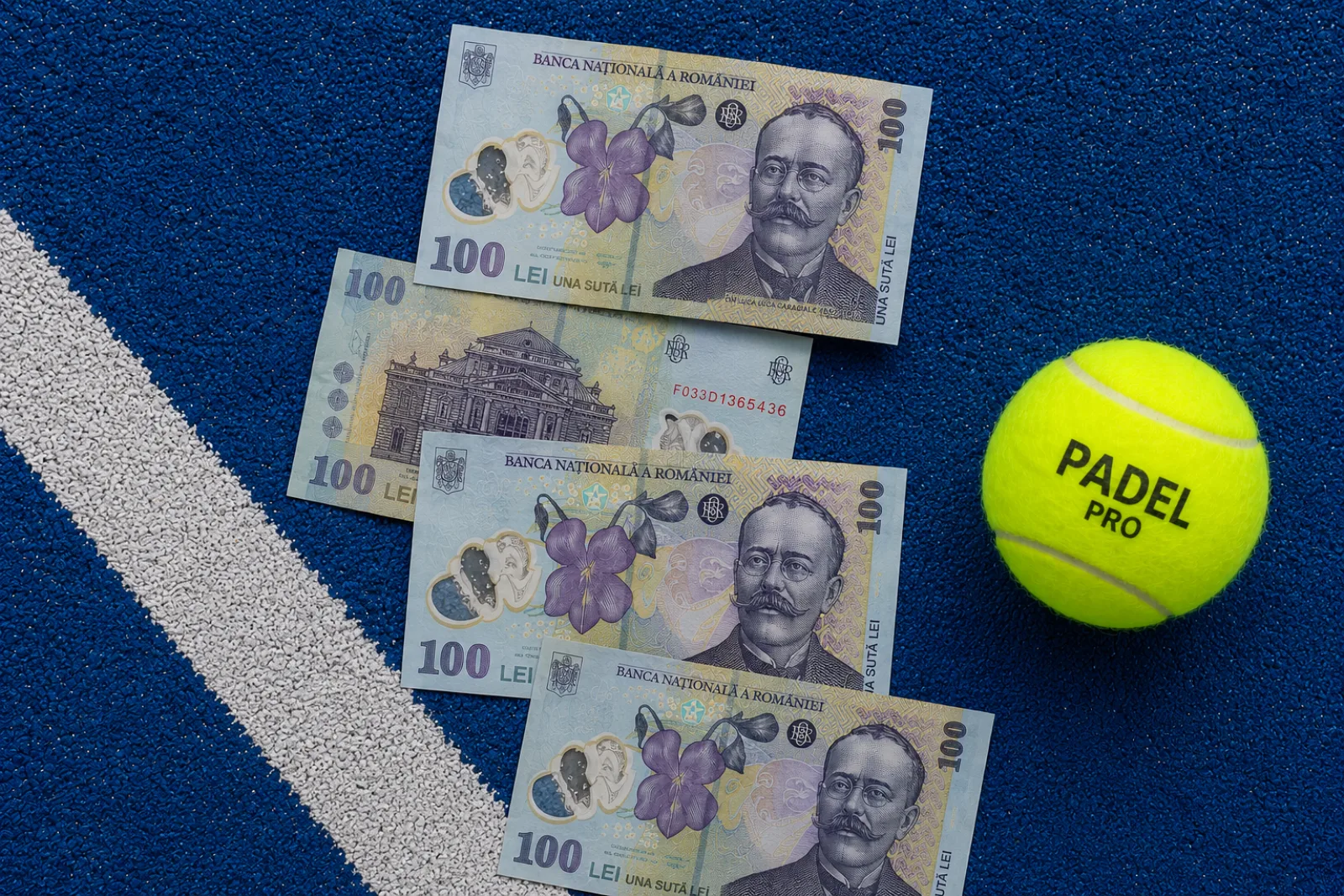 Tabel de prețuri și rachetă de padel simbolizând costul unei ore de joc în București